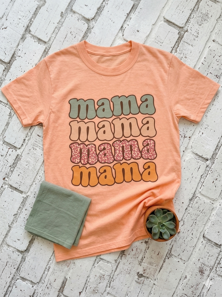 Comfort Colors® Retro Stacked "Mama" Leopard Print Graphic Tee