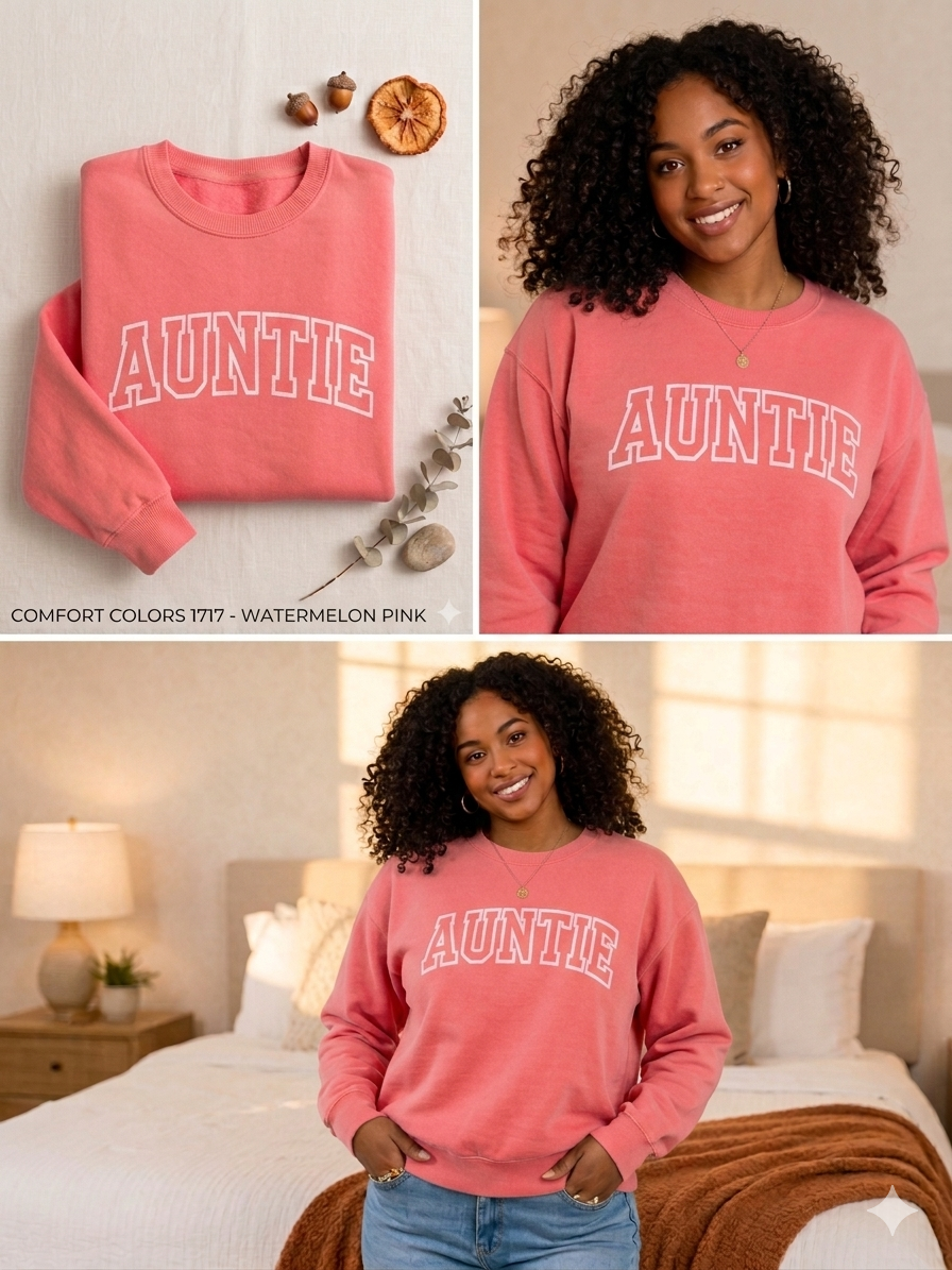 "Auntie" Comfort Colors 1717 Collegiate Crewneck